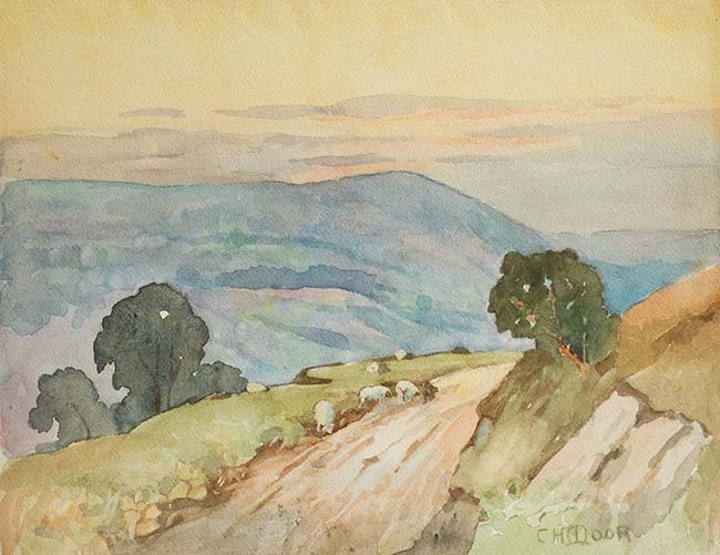 Sheep on a Hillside Road