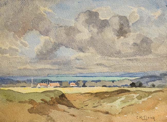 Seaside Village with Dramatic Sky