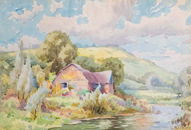 Barn by a Stream