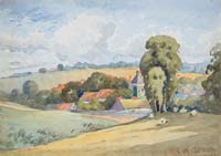 Sheep Near a Village - click to view larger image...