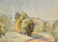Church Steeple with Cows - click to view larger image...